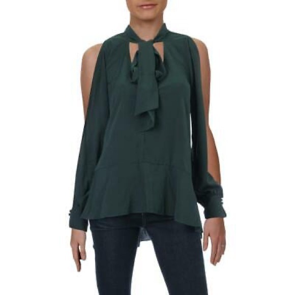 FRENCH CONNECTION INK GREEN BOW BLOUSE NWT SZ XS - Picture 2 of 7
